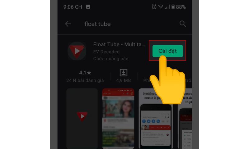 Cách xem youtube ngoài màn hình bằng ứng dụng Float Tube