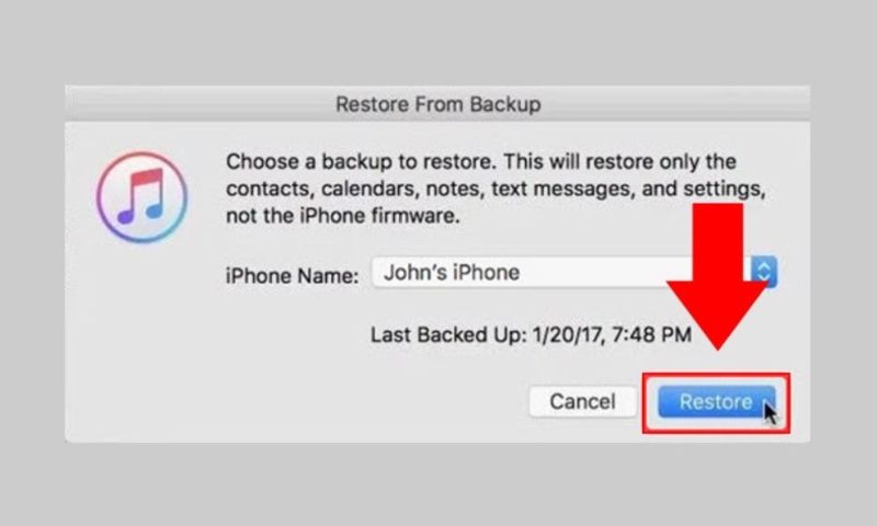 Cách khôi phục video đã xóa ở Iphone bằng iTunes Backup